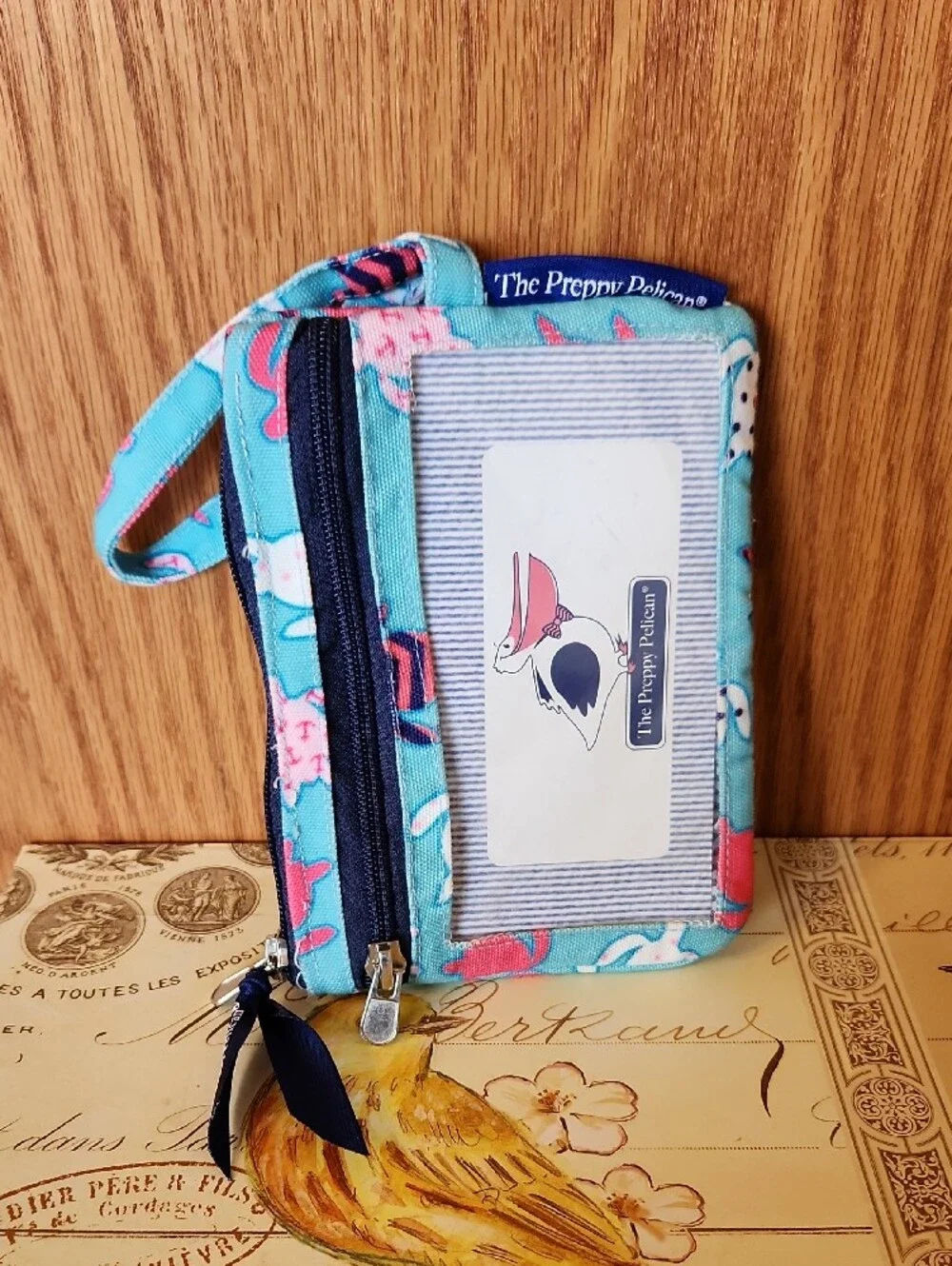Turquoise Floral Wristlet Clutch